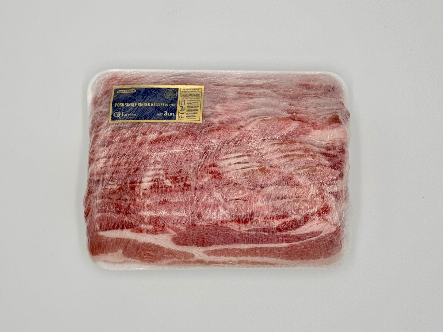 Pork Single Ribbed Belly Slice 3lbs Tray Pack - Frozen